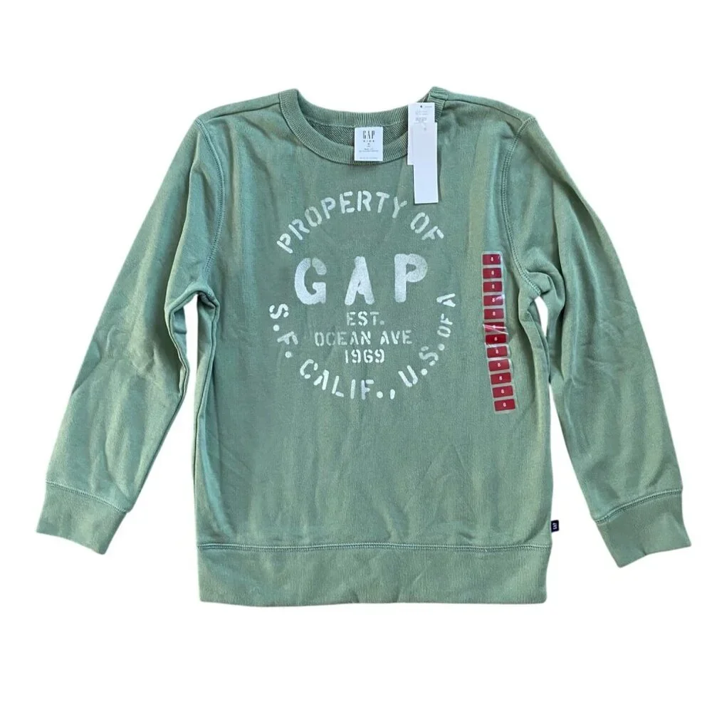 Gap Terry Lined Graphic Print Crewneck Pullover Sweatshirt NEW WITH TAGS